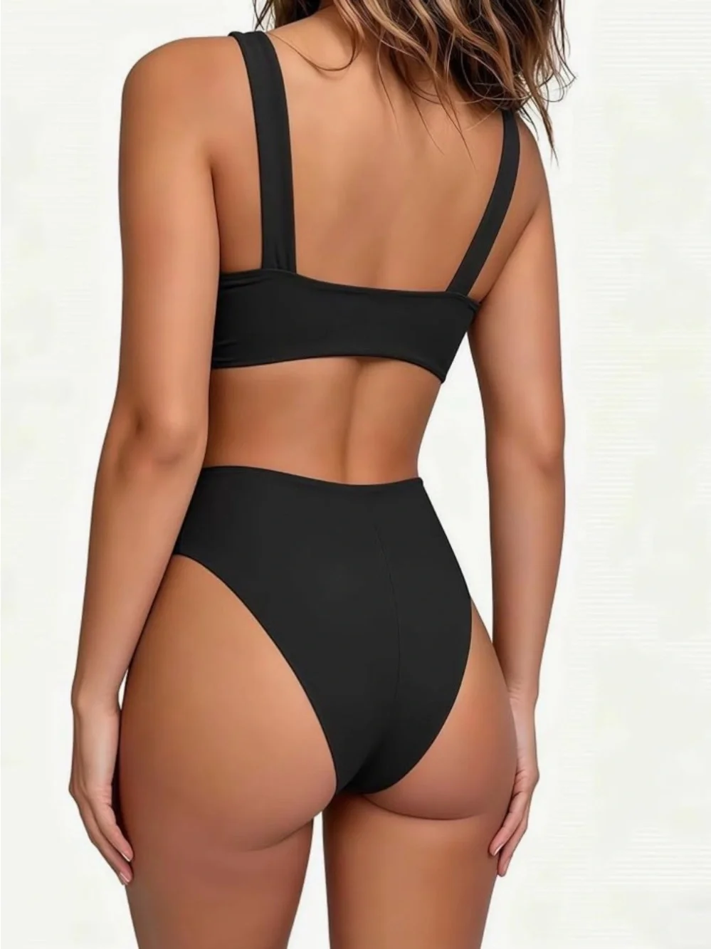 New Classic Black V-Waist Bikini Set - Women Swim XXL